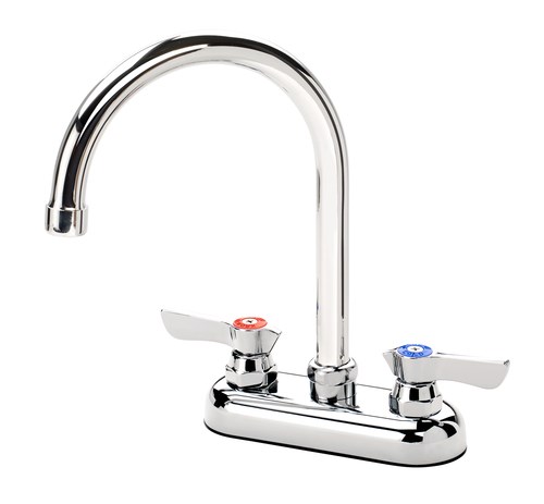 KROWNE DECK MOUNT FAUCET, 4&quot;  CENTERS, 6&quot; GOOSENECK SPOUT