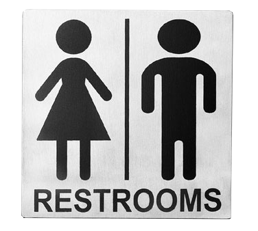 TABLECRAFT 5&quot; X 5&quot; S/S SIGN, WOMEN/MEN RESTROOM