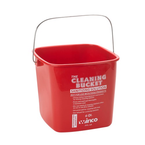 WINCO 6 QT SANITIZING BUCKET, RED