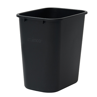 WINCO 28 QT RECTANGLE TRASH  CAN, BLACK