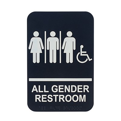 WINCO BRAILLE 6&quot; X 9&quot; SIGN (ALL GENDER RESTROOM WITH