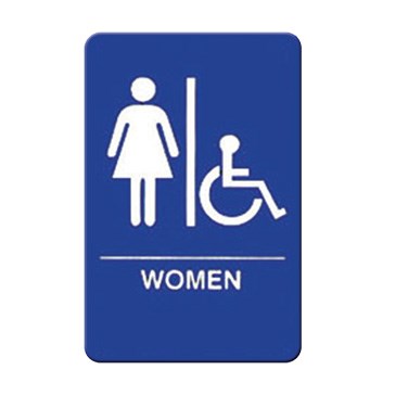 WINCO BRAILLE 6&quot; X 9&quot; SIGN (WOMEN/ACCESSIBLE), BLUE  