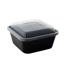 ITI 16OZ MICROWAVABLE DELI CONTAINER, BLACK, SQUARE